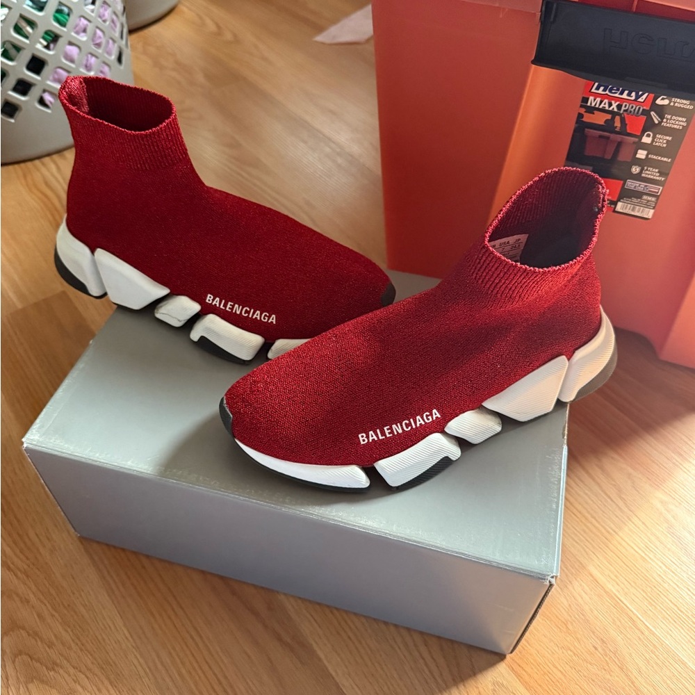 Balenciaga Burgundy Sock Sneakers
